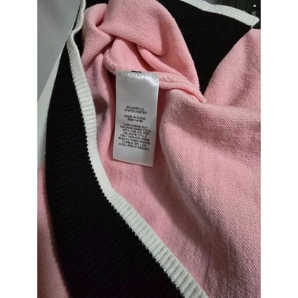 Juicy Couture Pink & Black Heart Logo Sweater Large 80% Acrylic 20% Polyester Wo - Picture 5 of 6